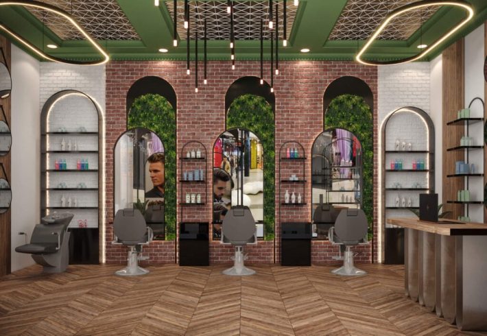 ديكور صالون حلاقة بسيط